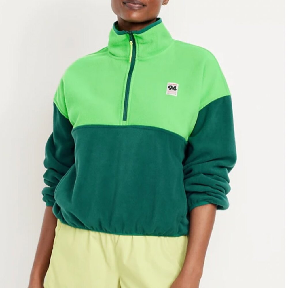Oversized Performance Microfleece Cropped Half Zip